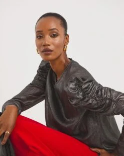 Pewter Ruched Sleeve Top 6 Pewter Ruched Sleeve Top -JD Williams Shop x01tu156720w