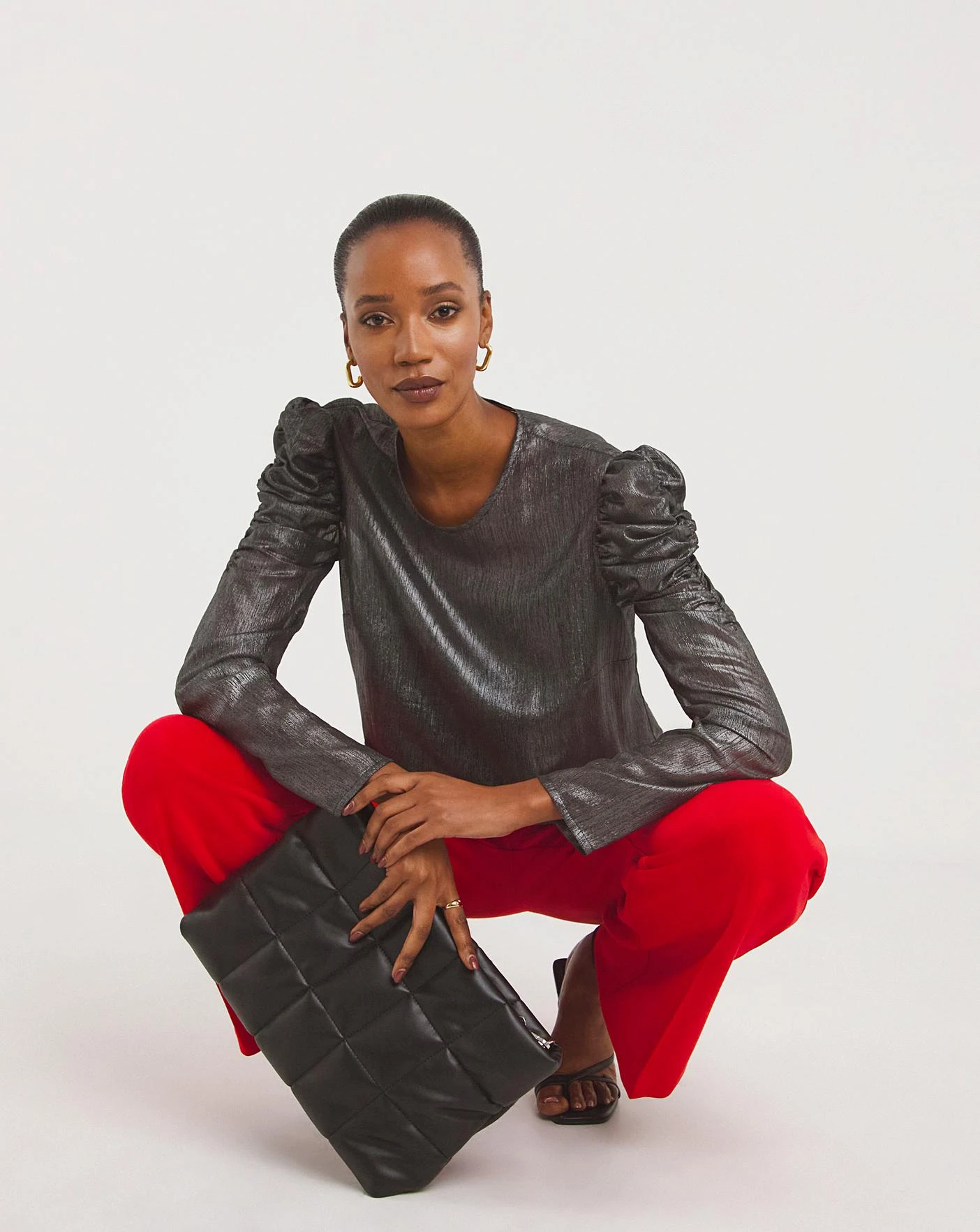 Pewter Ruched Sleeve Top 2 Pewter Ruched Sleeve Top - Image 2