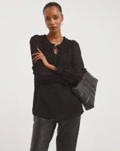 Pleated Collar Blouse With Cami