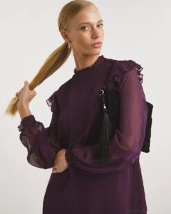 Shirred Yoke Top With Lace Insert -JD Williams Shop x01tu225750w