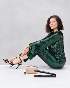 Green Sequin Straight Leg Trouser