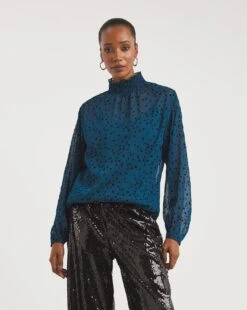 High Neck Flocked Top