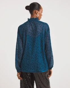 High Neck Flocked Top -JD Williams Shop x01tu241748w