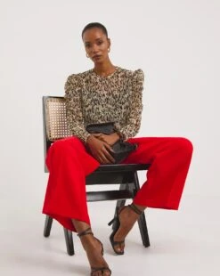 Animal Print Dobby Ruched Sleeve Top 6 Animal Print Dobby Ruched Sleeve Top -JD Williams Shop x01tu242721w