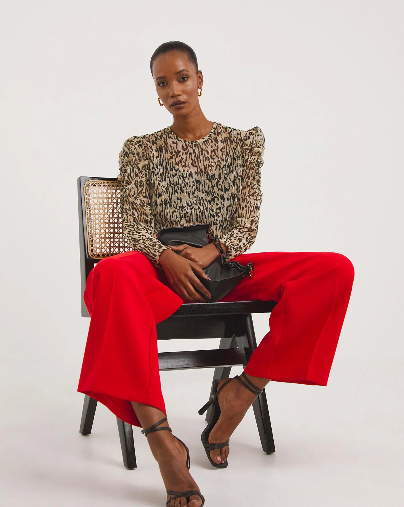 Animal Print Dobby Ruched Sleeve Top 3 Animal Print Dobby Ruched Sleeve Top - Image 3