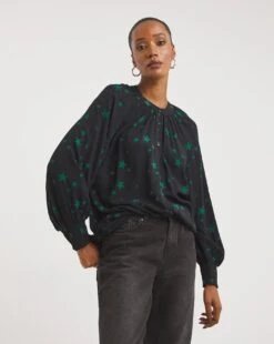 Long Sleeve Collarless Blouse -JD Williams Shop x01tu267746w