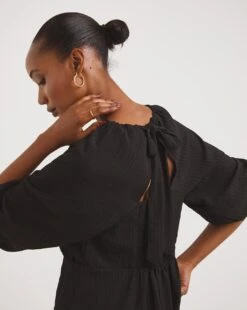 Black Exposed Back Textured Swing Top -JD Williams Shop x01tu297722w