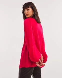 Ruched Front Balloon Sleeve Satin Top -JD Williams Shop x01tu315796w