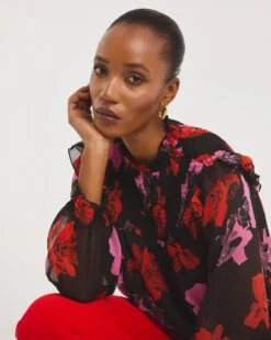 Shirred Yoke Top With Lace Insert -JD Williams Shop x01tu317722w