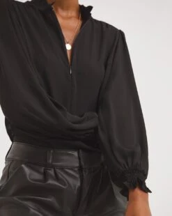 Volume Sleeve Zip Front Blouse -JD Williams Shop x01tu355720w