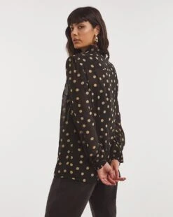 Ruched Sleeve Half Placket Tie Neck Top -JD Williams Shop x01tu376795w