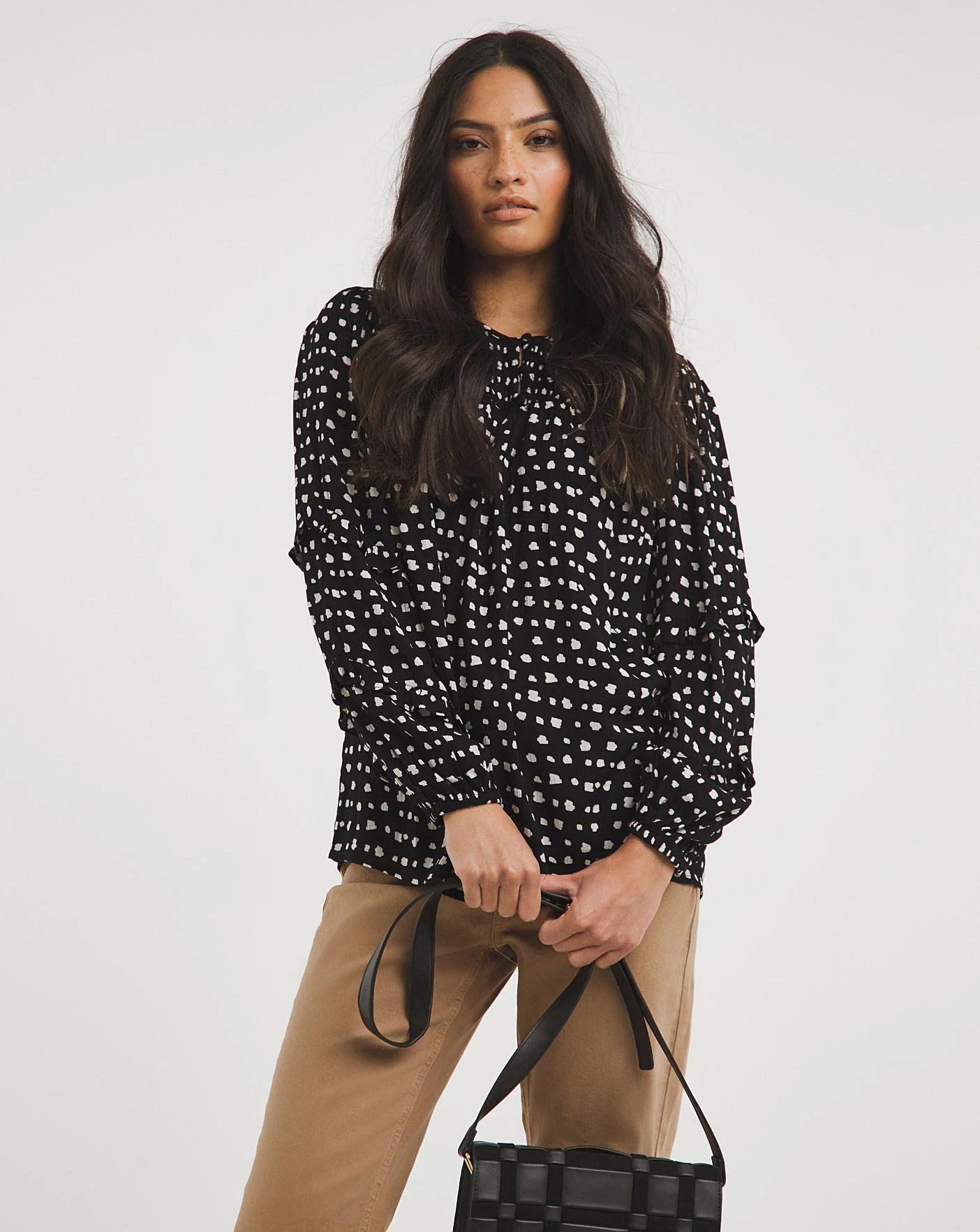 Shirred Yoke Top With Frill Sleeves 1 Shirred Yoke Top With Frill Sleeves