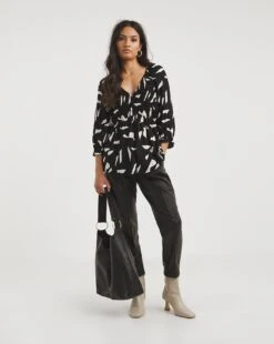 Shirred Bodice V Neck Top -JD Williams Shop x01tu535708w