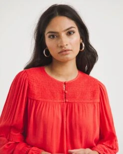 Shirred Yoke Top With Frill Sleeves -JD Williams Shop x01tu570707w