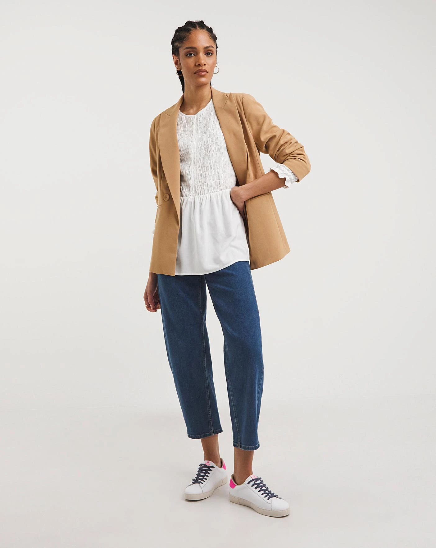 Shirred Bodice Zip Front Top 2 Shirred Bodice Zip Front Top - Image 2