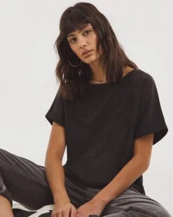 Black Shorter Length Boxy Top