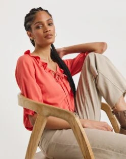 Tie Neck Frill Top -JD Williams Shop x01tu803725w