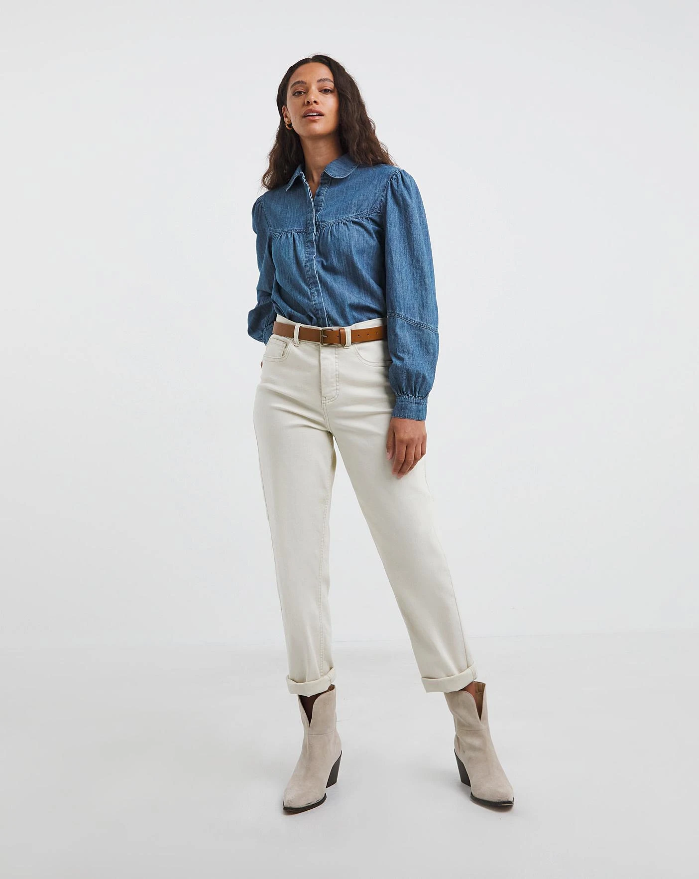 Peter Pan Collar Denim Blouse 2 Peter Pan Collar Denim Blouse - Image 2