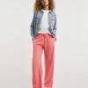 Coral Linen Mix Straight Leg Trousers