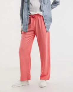 Coral Linen Mix Straight Leg Trousers -JD Williams Shop x01zh034723w