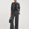 Houndstooth Wide Leg Trousers