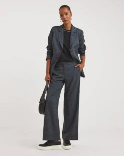 Houndstooth Wide Leg Trousers