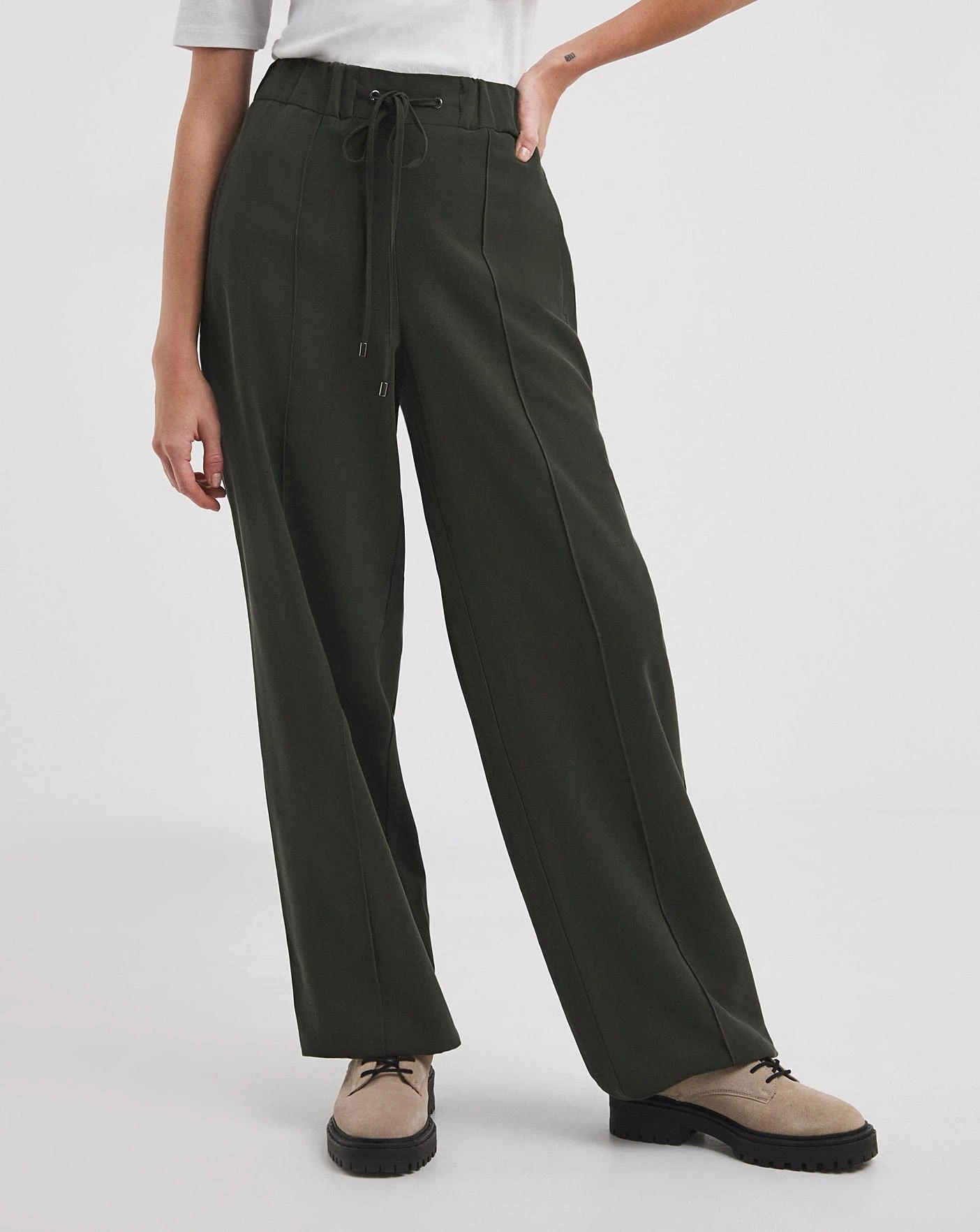 Olive Twill Wide Leg Trouser 2 Olive Twill Wide Leg Trouser - Image 2