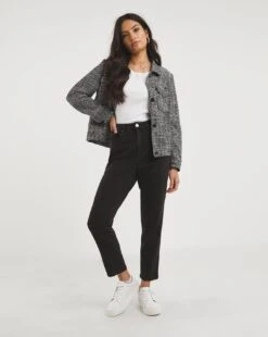 Mono Check Cropped Patch Pocket Jacket -JD Williams Shop x01zv724706w