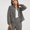 Mono Check Cropped Patch Pocket Jacket