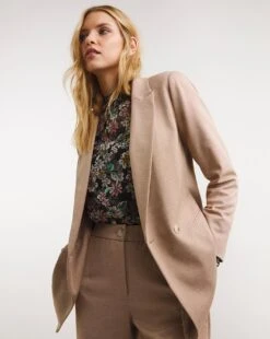 Oatmeal Double Breasted Ponte Blazer -JD Williams Shop x01zv762743w