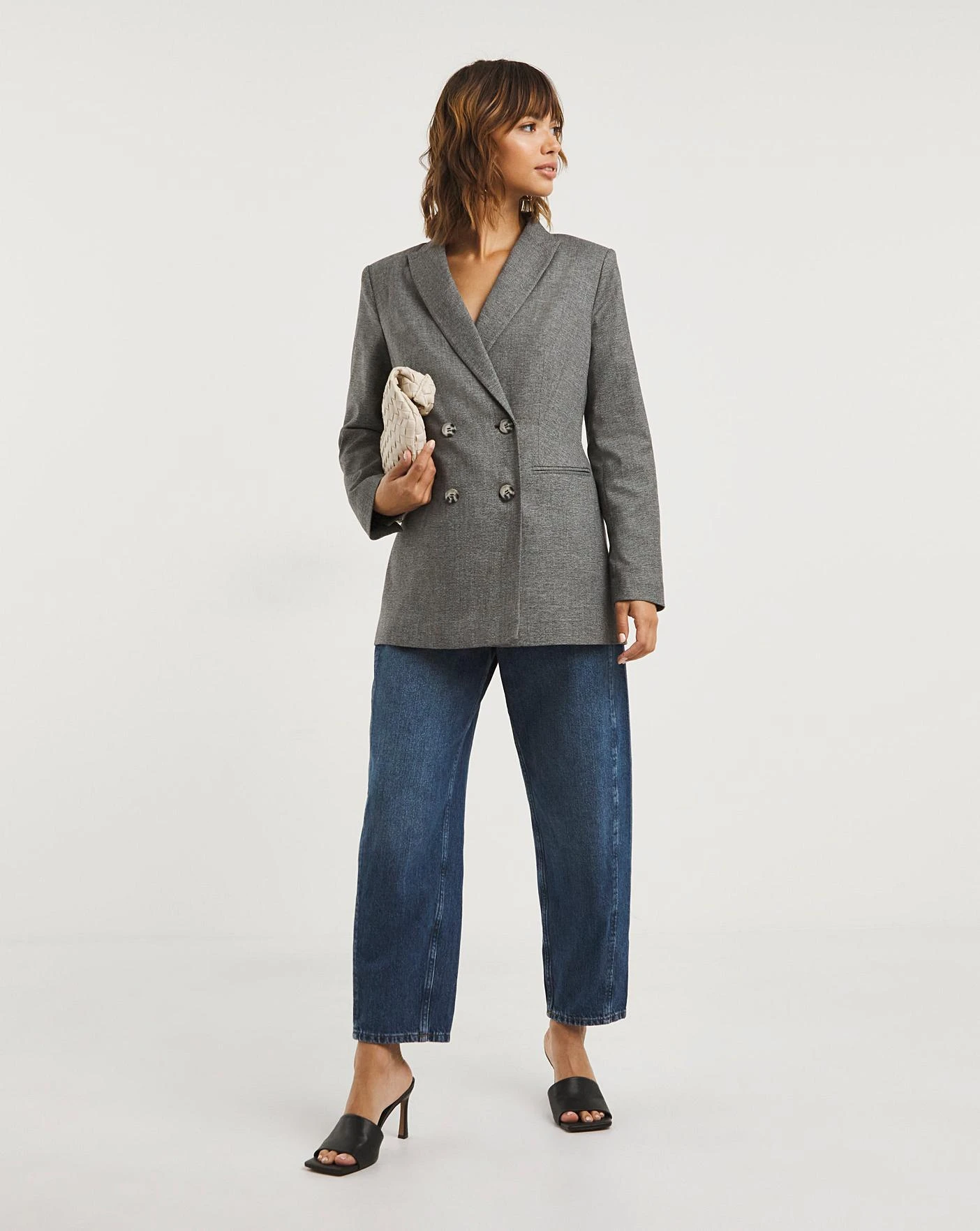 Charcoal Marl Double Breasted Blazer 3 Charcoal Marl Double Breasted Blazer - Image 3