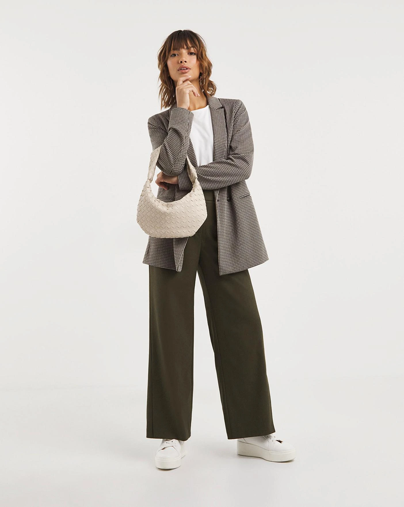 Olive Split Hem Straight Leg Trousers 1 Olive Split Hem Straight Leg Trousers