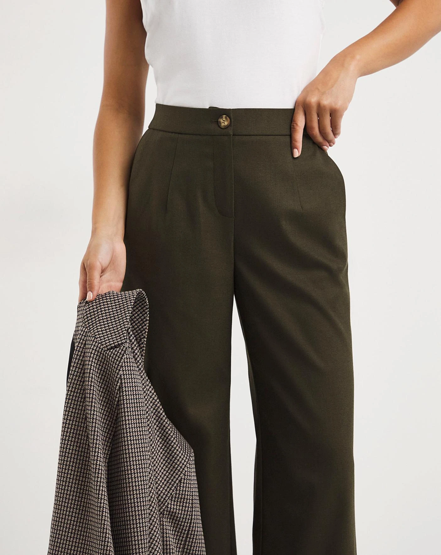 Olive Split Hem Straight Leg Trousers 5 Olive Split Hem Straight Leg Trousers - Image 5