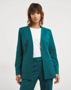 Deep Teal Collarless Blazer -JD Williams Shop x01zv856720w