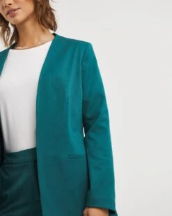 Deep Teal Collarless Blazer -JD Williams Shop x01zv856723w