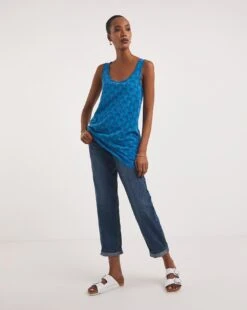 Blue Print Sleeveless Swing Tunic -JD Williams Shop y01aa240725w