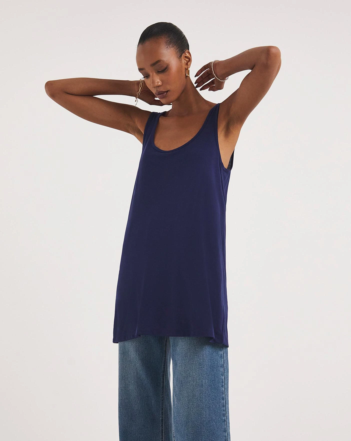 Blue Sleeveless Swing Tunic 1 Blue Sleeveless Swing Tunic