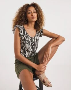 Ruffle Sleeve Vest Top