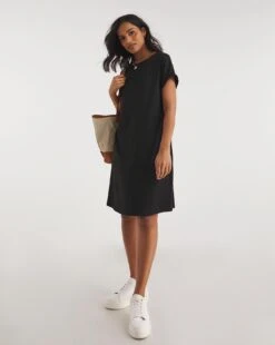 Black Soft Touch Jersey A-Line Dress