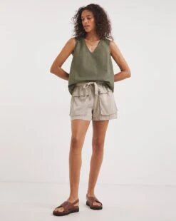 V Neck Linen Vest -JD Williams Shop y01fv483739w