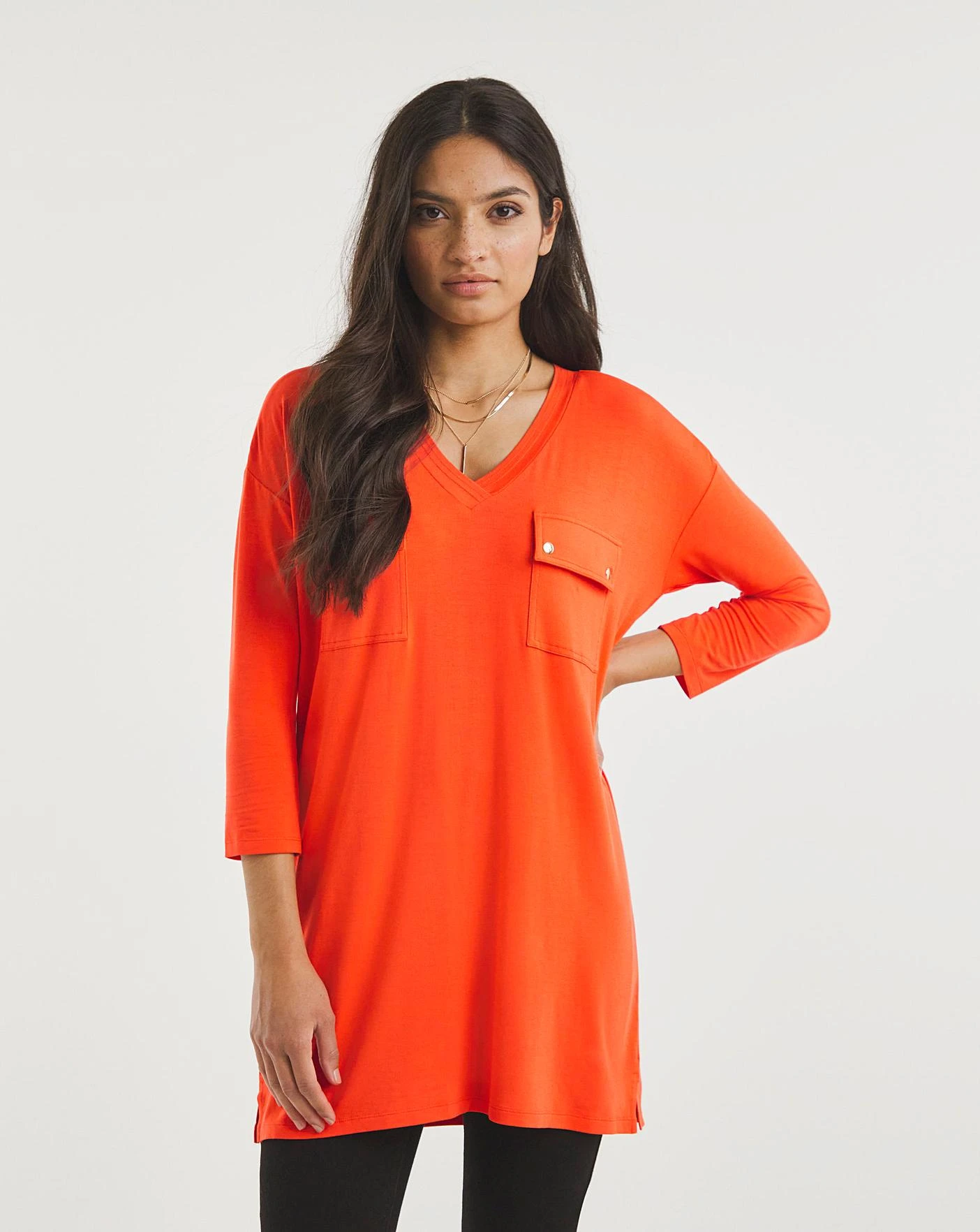 Utility Pocket 3/4 Sleeve Tunic 1 Utility Pocket 3/4 Sleeve Tunic