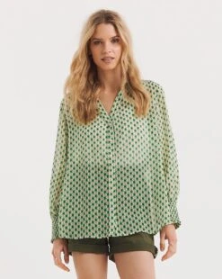 Sheer Shirred Shoulder Shirt