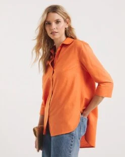 Three Quarter Sleeved Linen Shirt