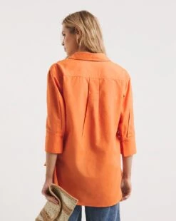 Three Quarter Sleeved Linen Shirt 7 Three Quarter Sleeved Linen Shirt -JD Williams Shop y01gp219722w