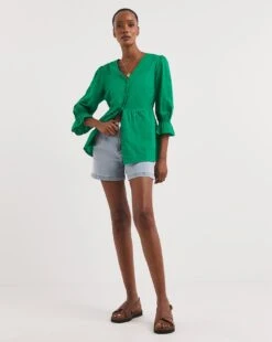 Cotton Dobby Puff Sleeve Top -JD Williams Shop y01gp261769w