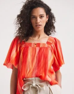 Square Neck Plisse Top