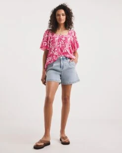 Square Neck Plisse Top -JD Williams Shop y01gp392721w