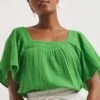 Square Neck Cheesecloth Top