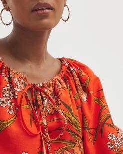 Tie Neck Linen Top -JD Williams Shop y01gp415721w