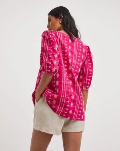 Contrast Broderie Square Neck Top -JD Williams Shop y01gp436708w